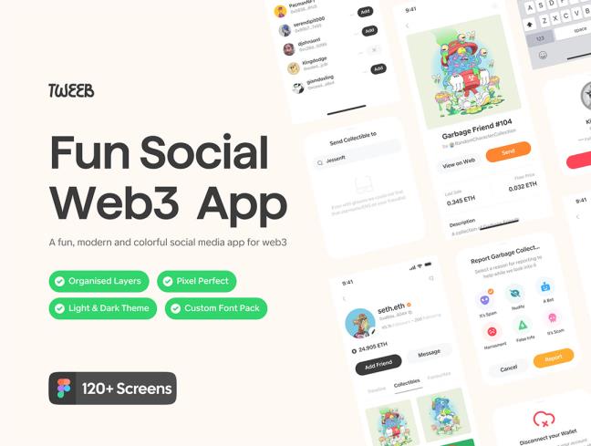 120页Web3社交应用UI设计figma源文件