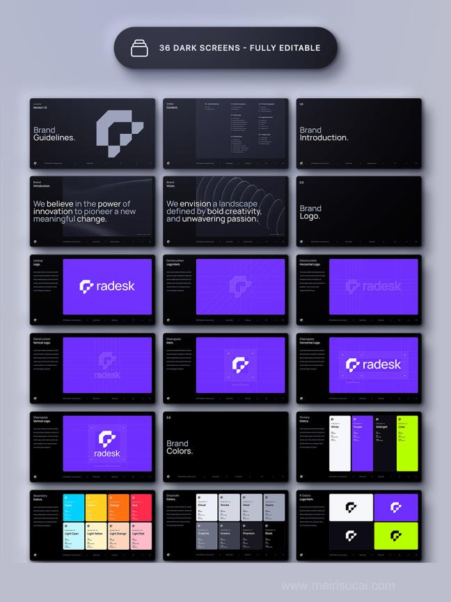 36页明暗模式品牌指南模板figma源文件