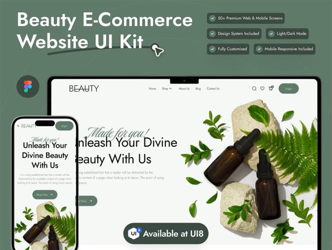 50页美容电商网站UI响应式设计figma源文件