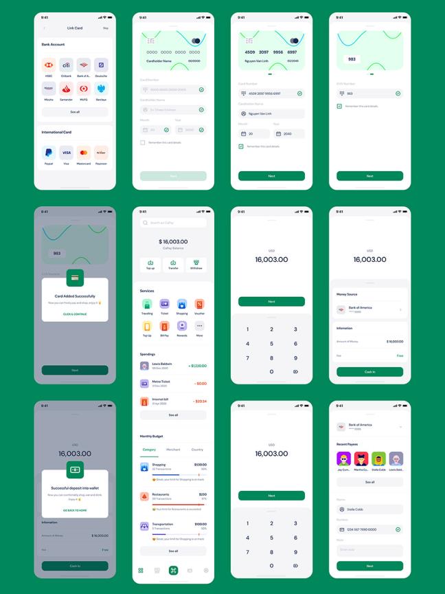 68页（iPhone X分辨率）数字钱包app设计素材Figma、Sketch源文件