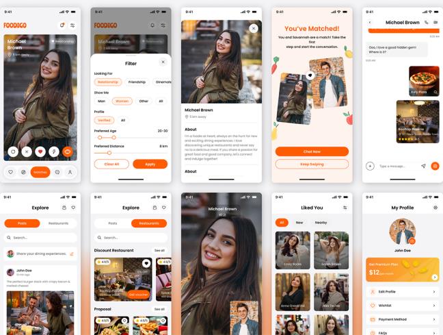 60页约会AI APP应用UI设计fimga源文件