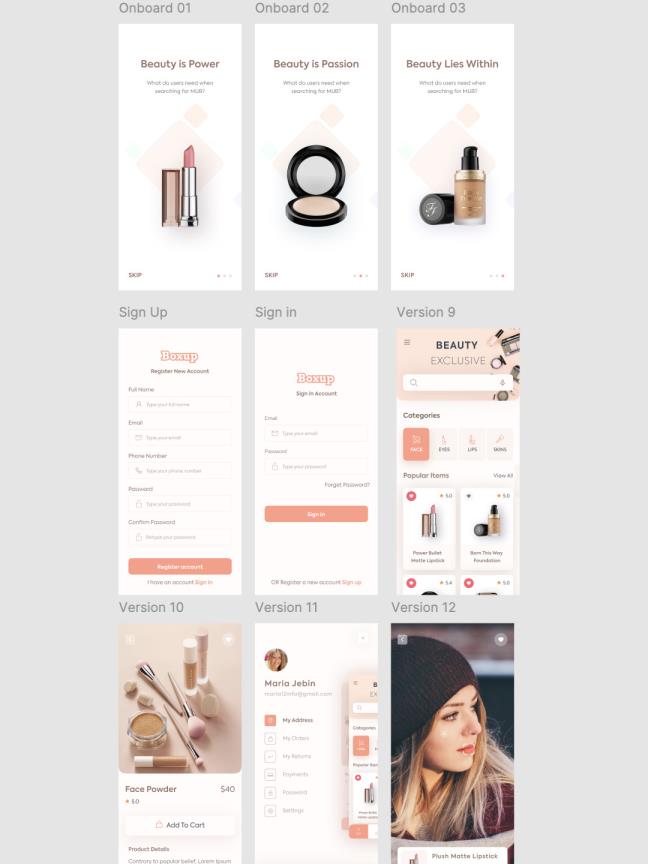 9页化妆美容手机应用APP程序UI设计figma源文件