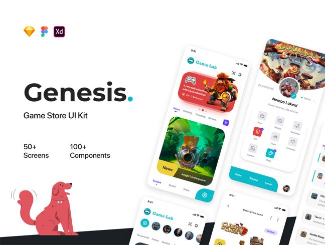 50页流行游戏app设计sketch，xd，figma格式