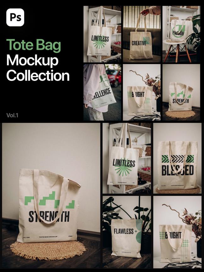 10个高分辨率手提袋样机模型场景psd格式