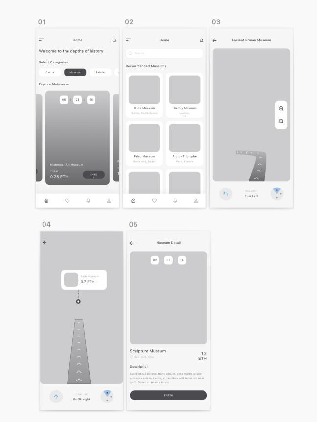5页VR艺术博物馆设计原型sketch，xd，figma格式（没有图片）