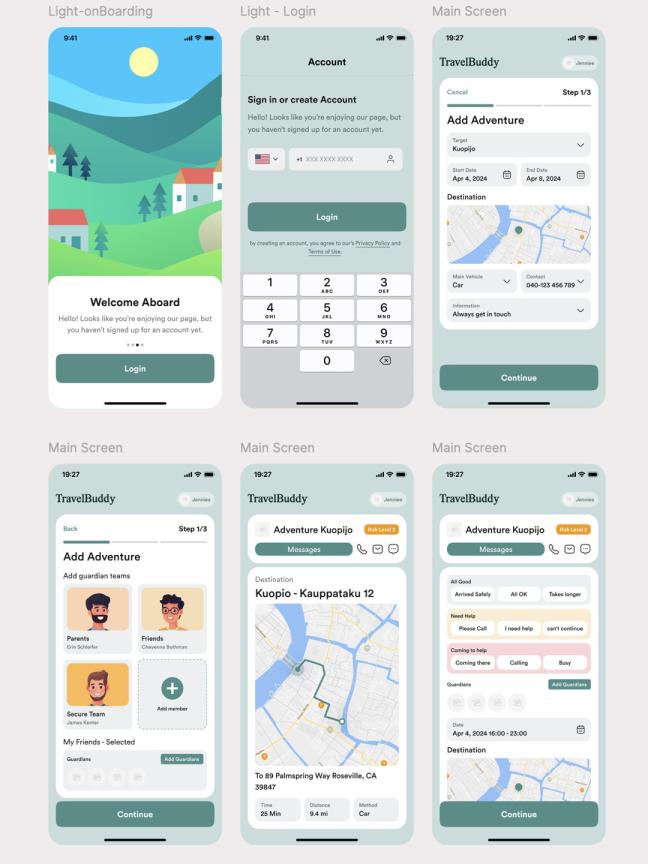 6页寻找旅游搭子APP UI设计figm源文件