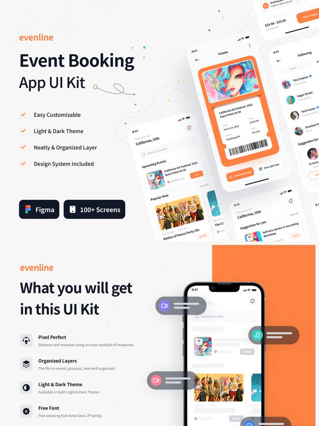 100页明暗高端的活动预订APP应用程序UI用户界面figma格式