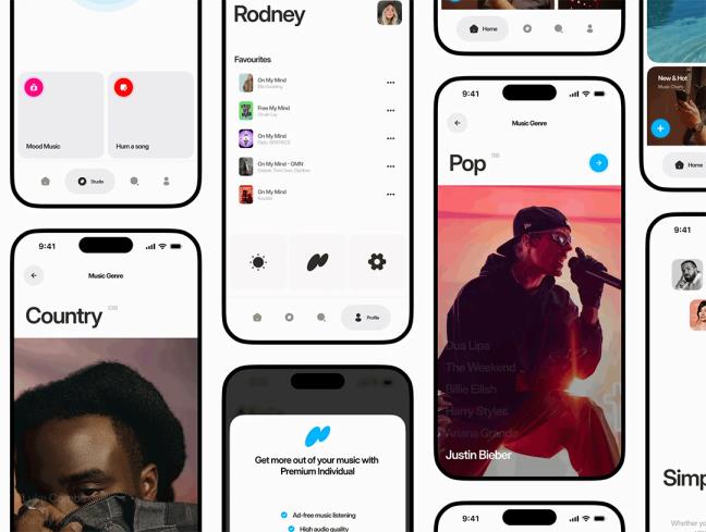 极简风明暗200页AI音乐播放器UI设计figma格式