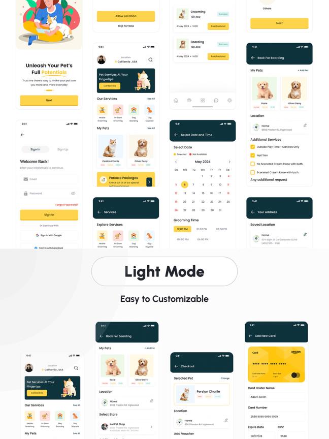 明暗色各70页宠物护理app设计figma格式