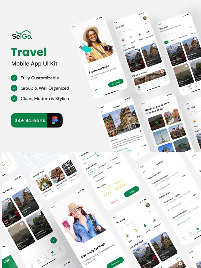 34页简约干净旅游APP设计figma源文件