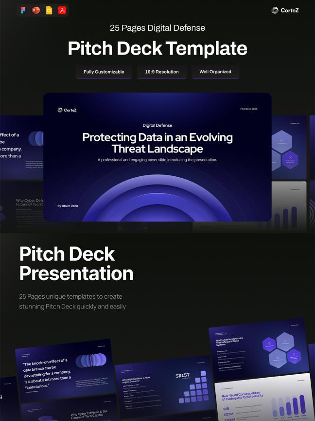 25张数据安全防护Figma, Deck, PPTX, PDF格式