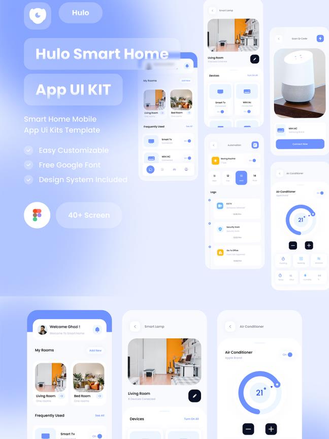45页智能家居用户界面UI设计figma源文件
