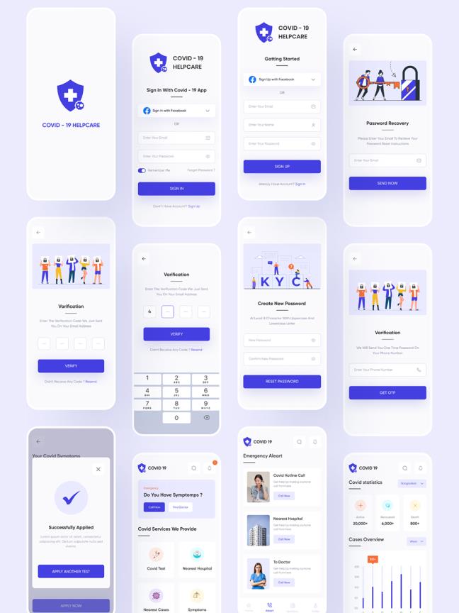 简约干净的明暗共52页医疗和健康APP设计figma源文件