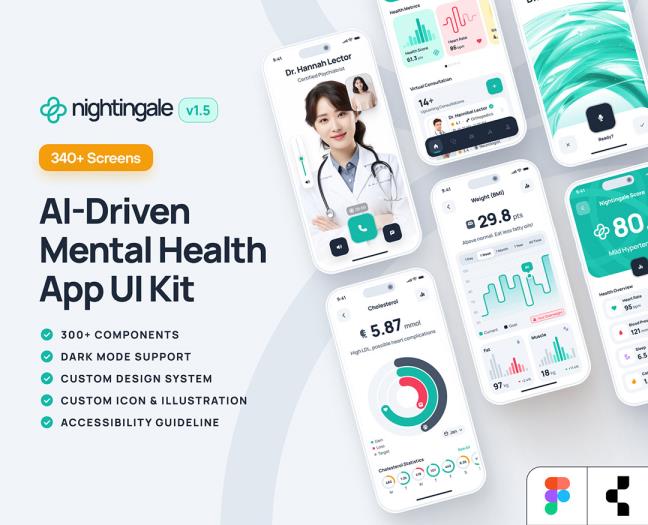 340明暗AI医疗和电子药房App设计figma源文件