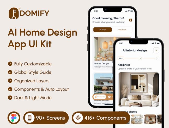 明暗各90页AI家居设计应用UI设计figma源文件（包含交互）