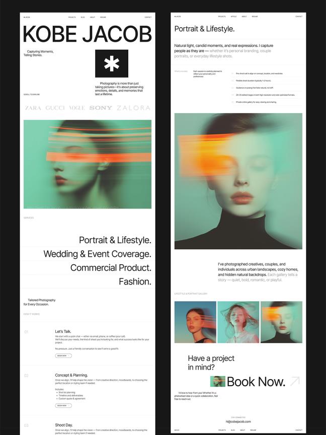 22页极简时尚的专业作品集网页模板figma格式（包含9个简历模版）