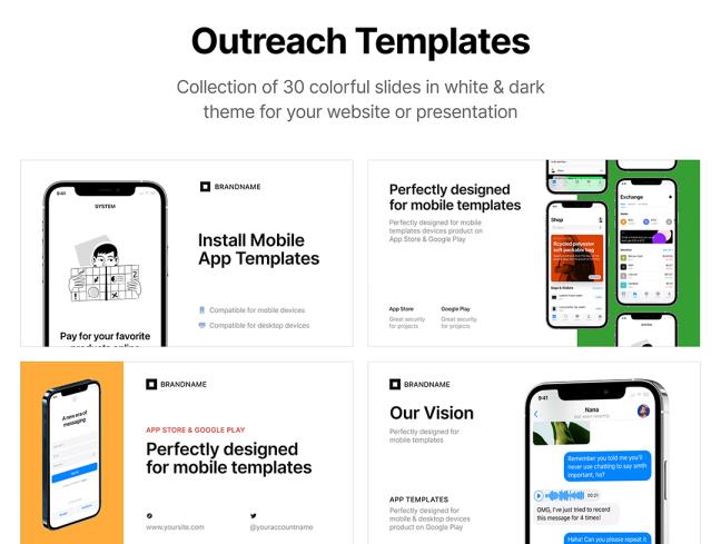 明暗各30页iOS应用程序，作品集展示模板Figma、Sketch、PPT格式
