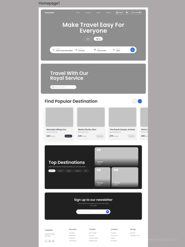 25页创意旅游预订机构网站原型设计Figma模板