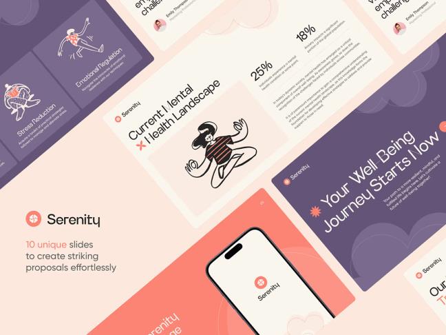 10页心理健康演示模板PPT,KEY格式