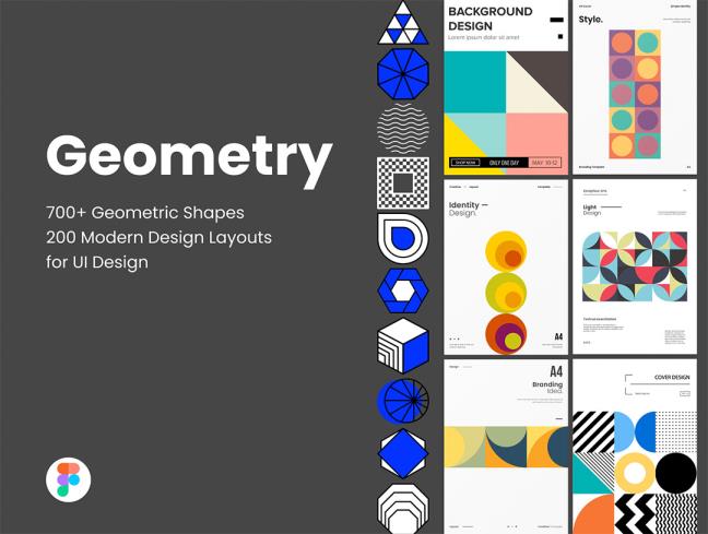 200种用于UI设计的几何设计布局+700几个图标figma源文件