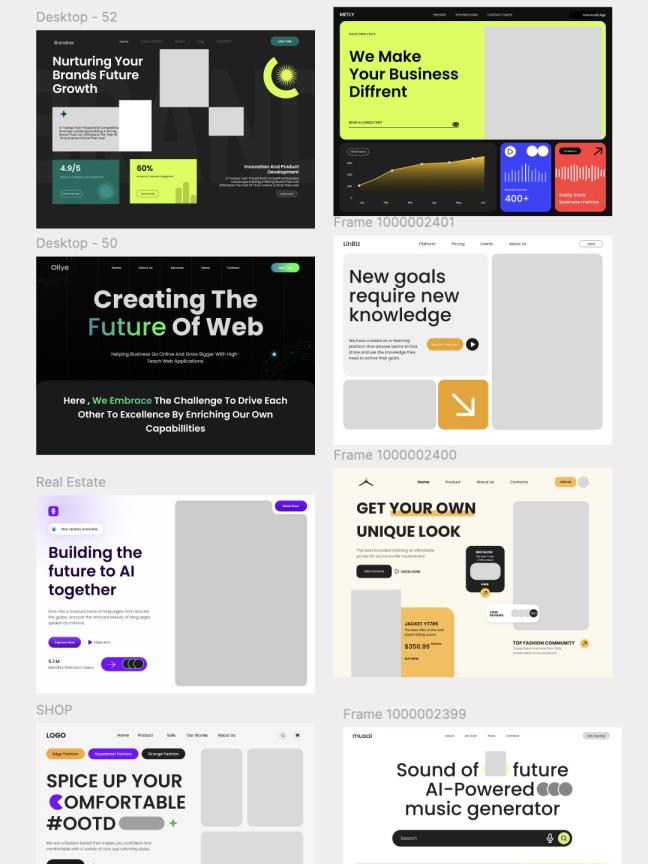 170个精心制作的英雄标题网站首屏原型设计Figma模板