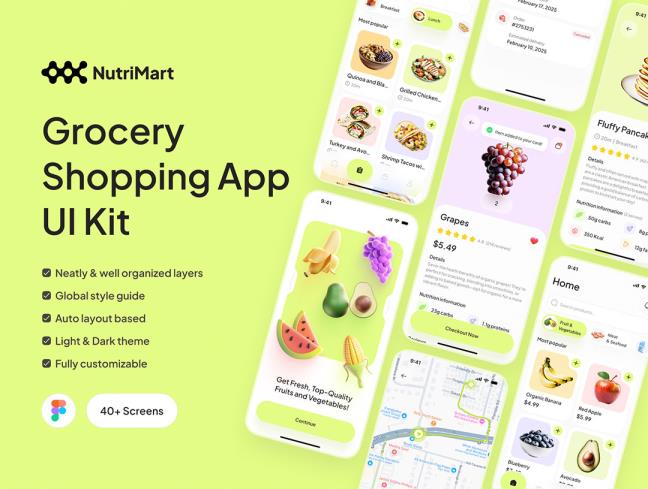 40页水果甜品美食app设计sketch，xd，figma格式