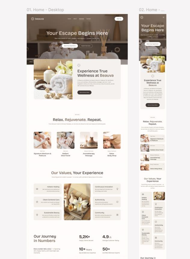 响应式10页美容SPA水疗与健康网站figma源文件