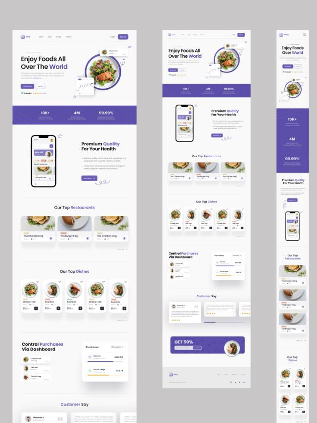 30页响应式美食外卖网站设计figma源文件