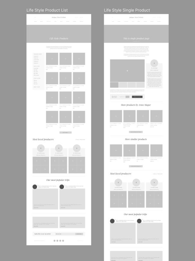 6页旅游网站低保真，线框图设计figma源文件