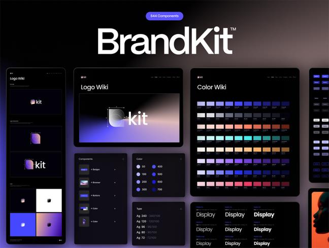 完整的品牌识别系统544个组件和样式figma格式