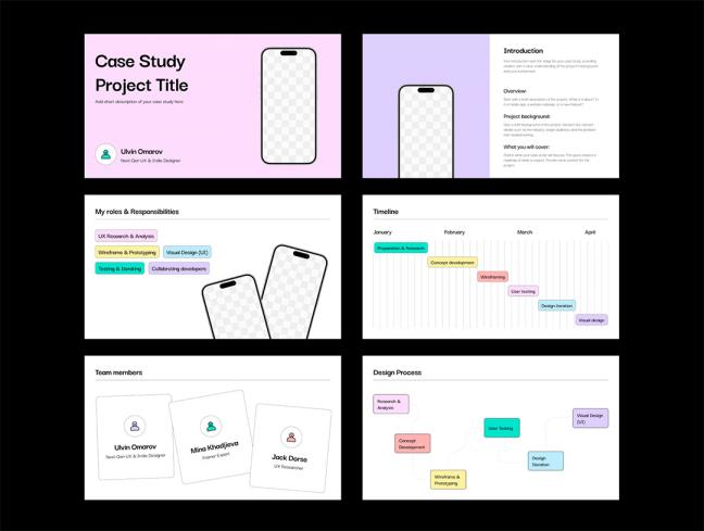 40页设计师和学生的产品UX/UI案例研究幻灯片deck格式