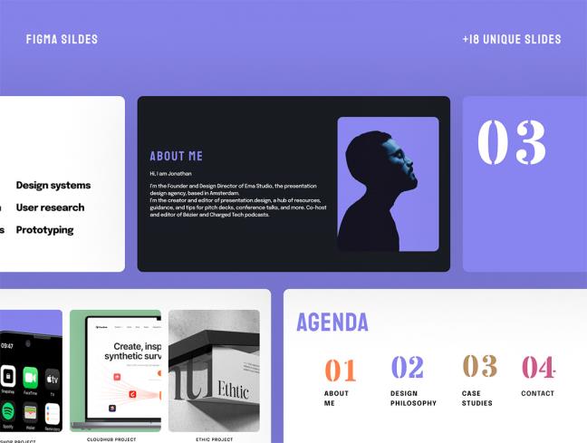 明暗共40页作品集展示Figma, Sketch, Google Slides, ,PowerPoint格式