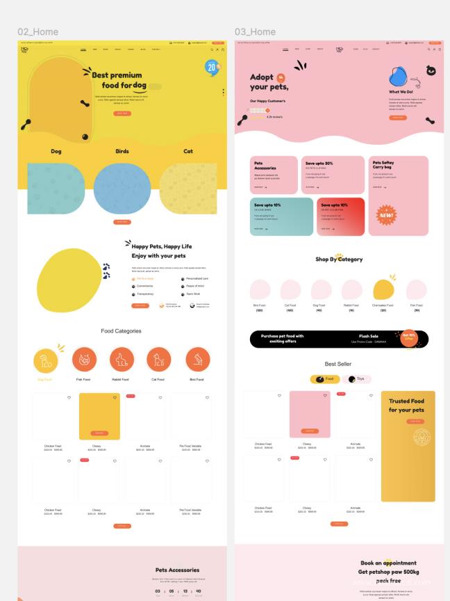4个首页13个二级页面宠物护理商店网站原型sketch，xd，figma格式