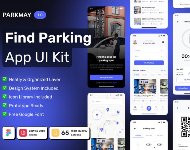 明暗共130页找车位APP设计figma格式（带交互）