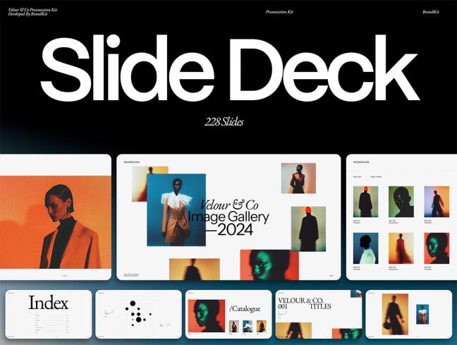 明暗共236页极简风公司演示，作品集模板deck，figma格式