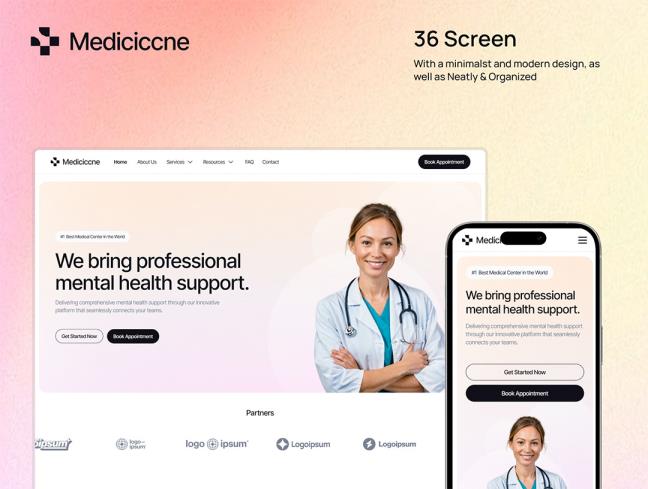 响应式48页医疗保健网站设计figma源文件