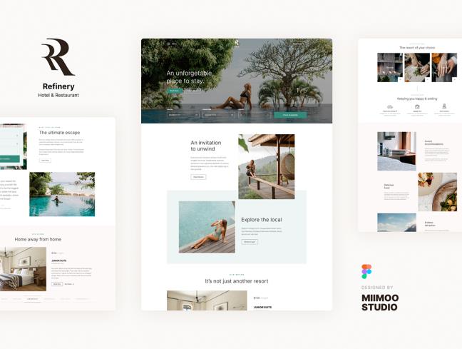 10页极简主义酒店及度假村网站设计figma源文件