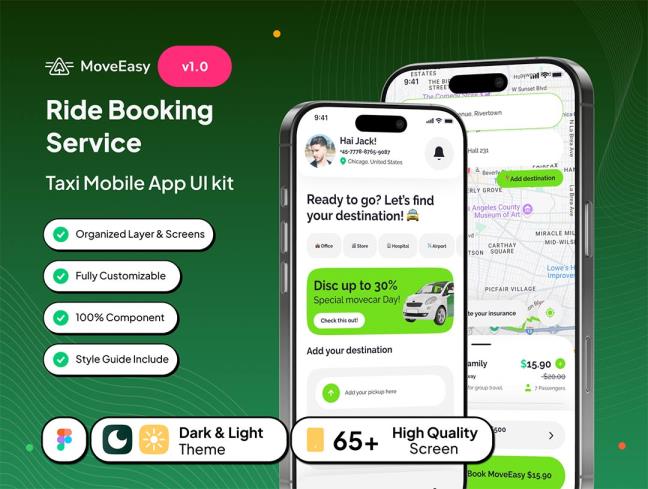 明暗各67页网约车app设计figma源文件（包含交互）