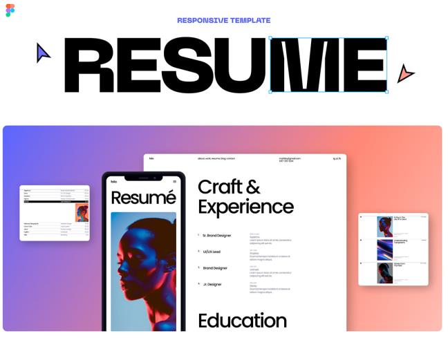 极简超酷响应式设计简历与作品集网站套件figma源文件