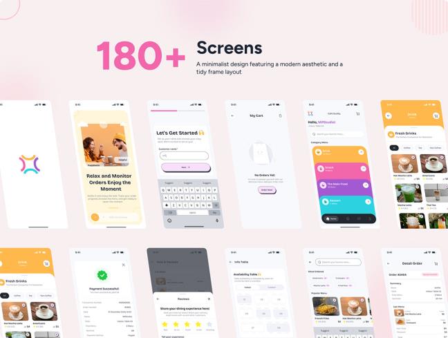 50页时尚咖啡馆，奶茶店外卖点餐app设计figma源文件（带交互）