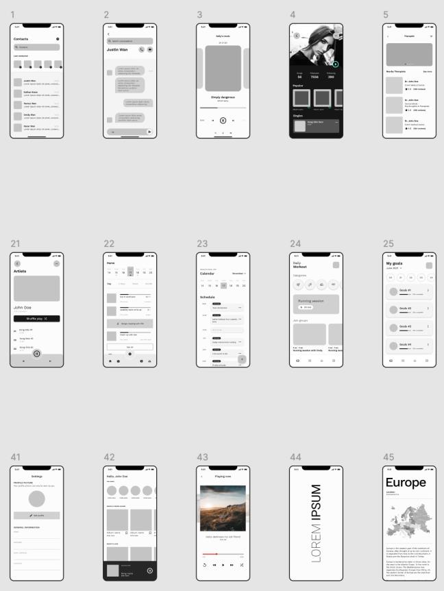 190页app和网页低保真原型，线框图figma源文件