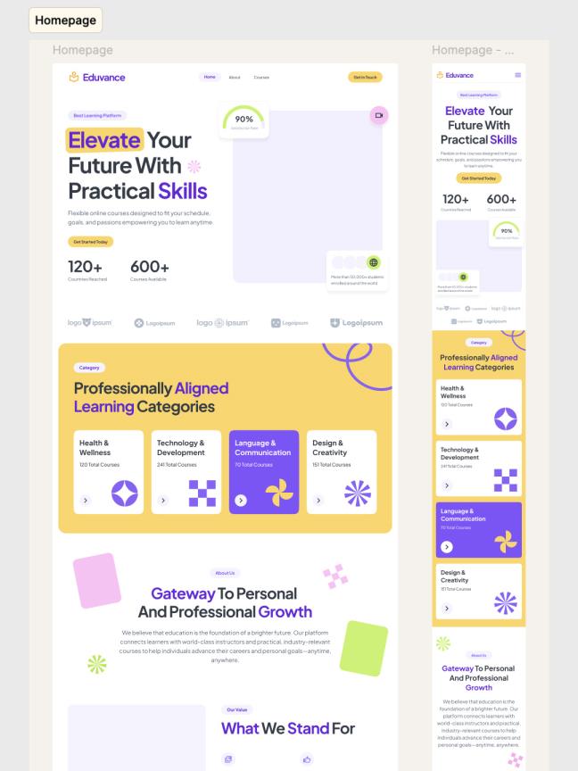10页响应式原型设计教育网站figma源文件（需添加图片）