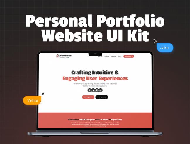 专为设计师与开发者打造的现代 2 页个人作品集 UI 套件