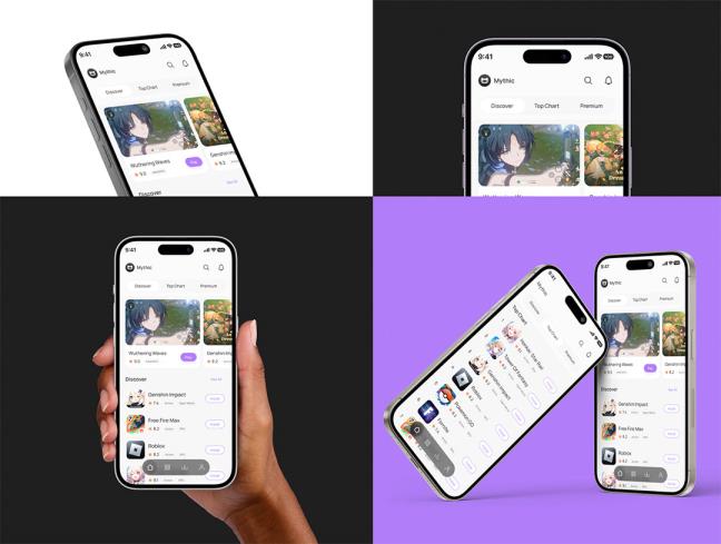 明暗各40页现代简约风格的高级游戏商店app设计figma格式