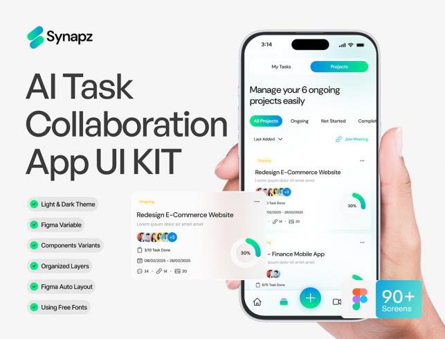 明暗共90页AI任务协作APP界面设计figma格式
