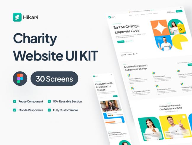 30页响应式慈善网站设计figma格式