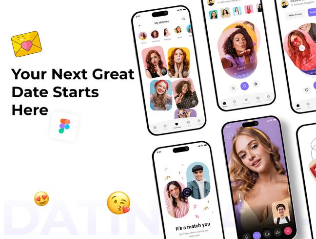 明暗各68页时尚约会app界面设计figma源文件