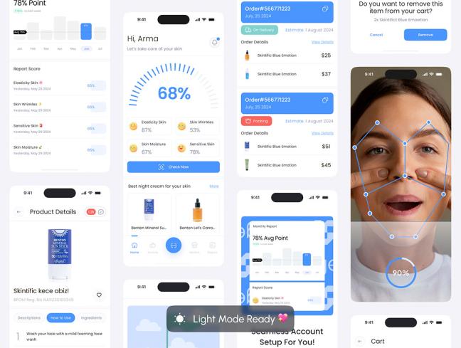 明暗各45页护肤追踪和电商APP界面设计figma格式