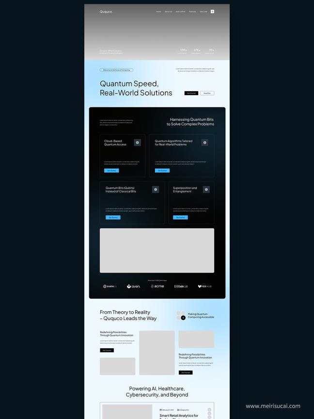 高端科技类网站着落页原型sketch，xd，figma，psd格式