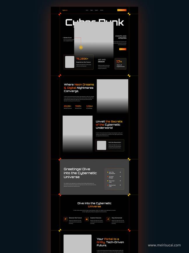 免费赛博朋克AI网站原型sketch，xd，figma，psd格式
